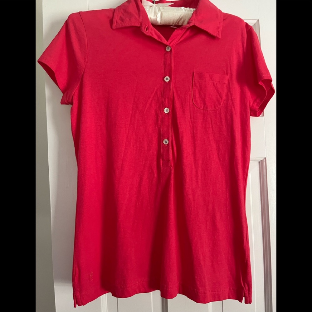 Lilly Pulitzer soft cotton polo w/ embroidered palm tree & breast pocket-NWOT